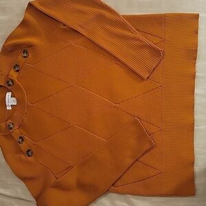 Burnt Orange Ladies Sweater with Button Detail